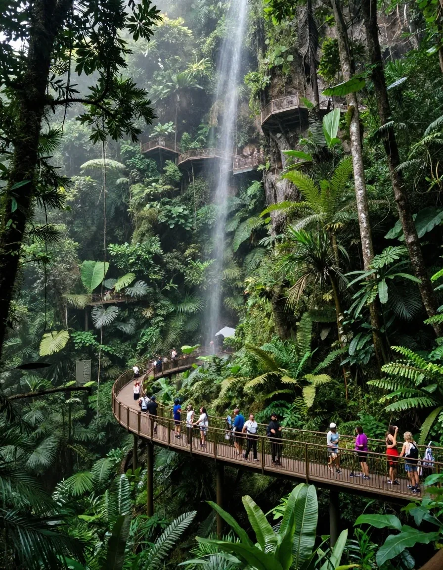 Elevated walkway around the Cloud Forest mountain