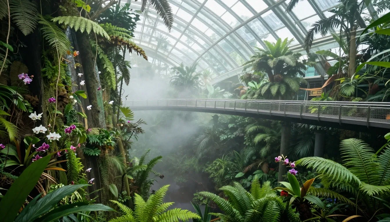 Indoor waterfall inside Cloud Forest Singapore
