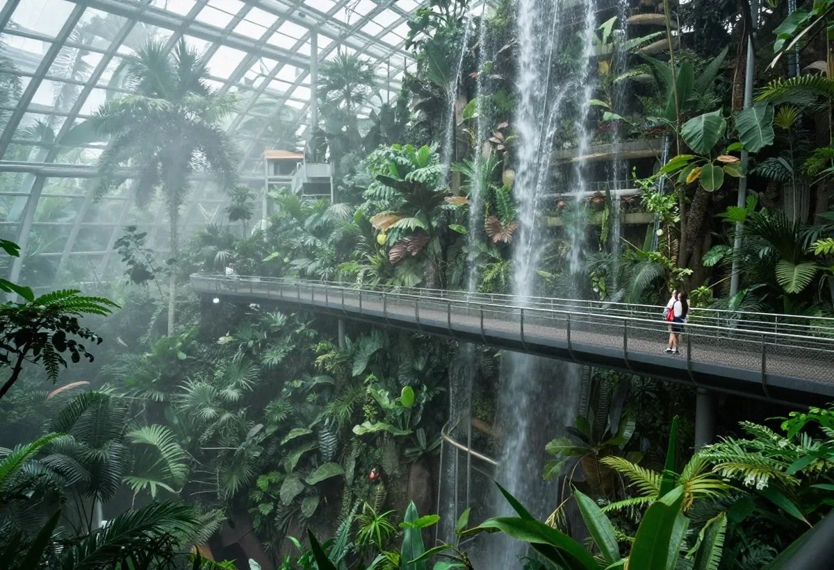 Indoor waterfall inside Cloud Forest Singapore