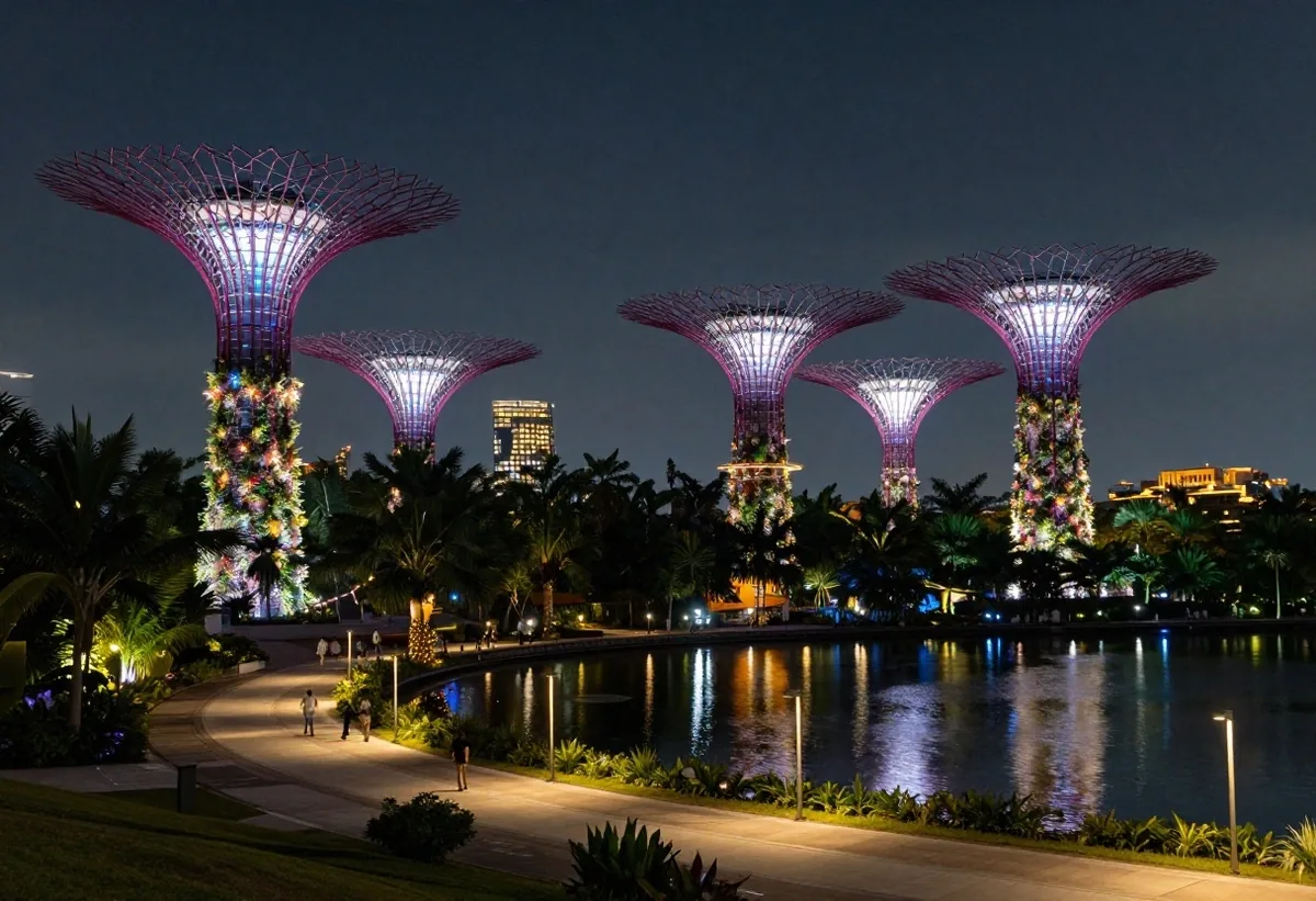 Supertree light show at night