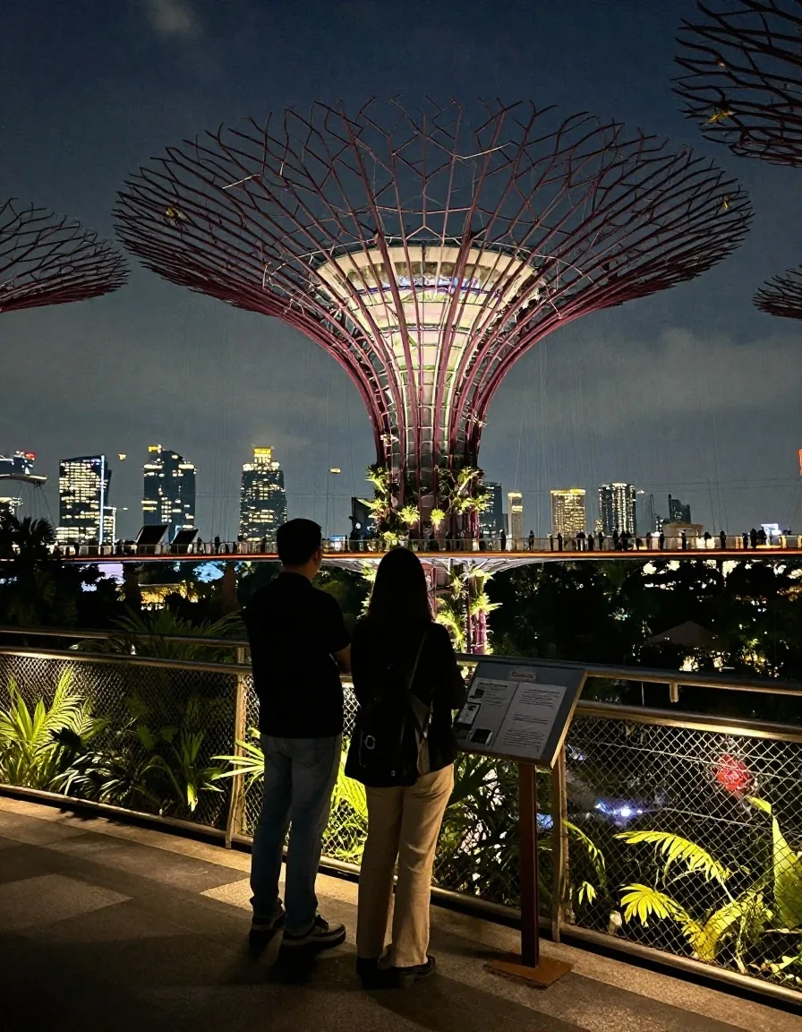 Supertree Observatory walkway at night