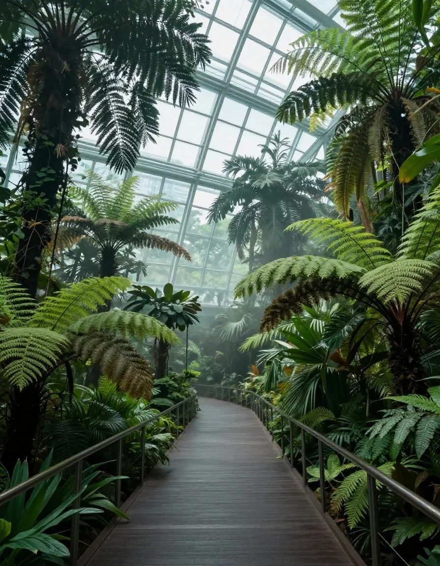 Cloud Forest indoor waterfall and walkway