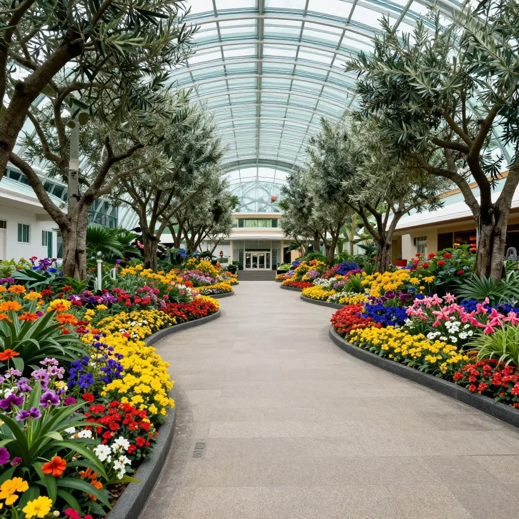Flower beds inside Flower Dome