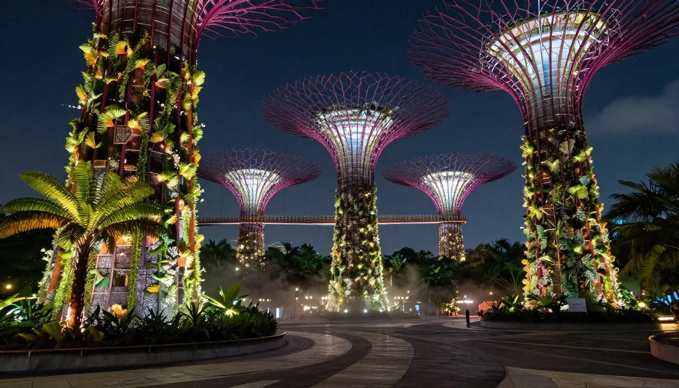 Supertree Grove at blue hour in Singapore