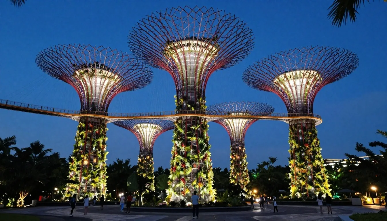 Supertree Grove at blue hour in Singapore